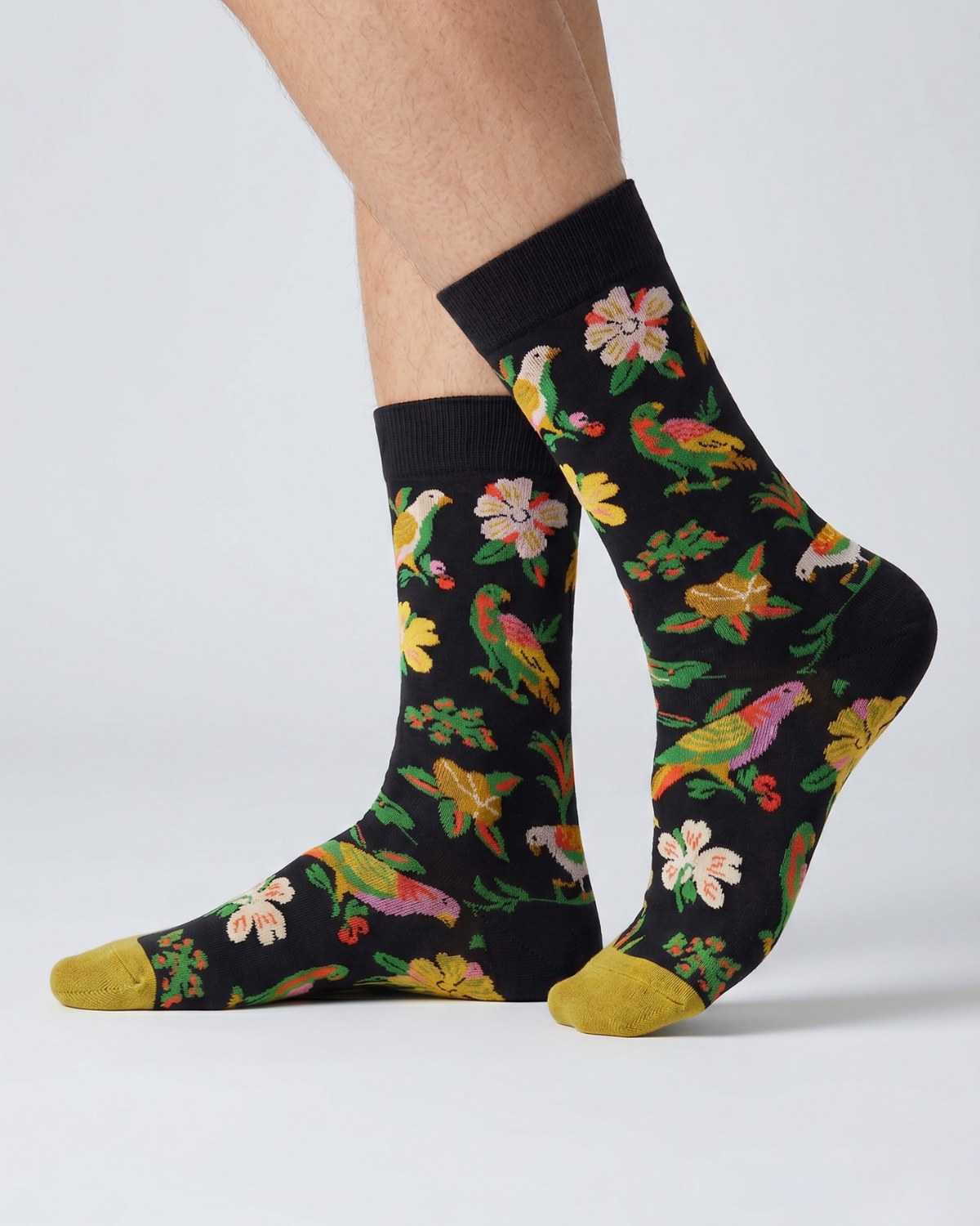 CALCETINE FLORAL CON PAJARO